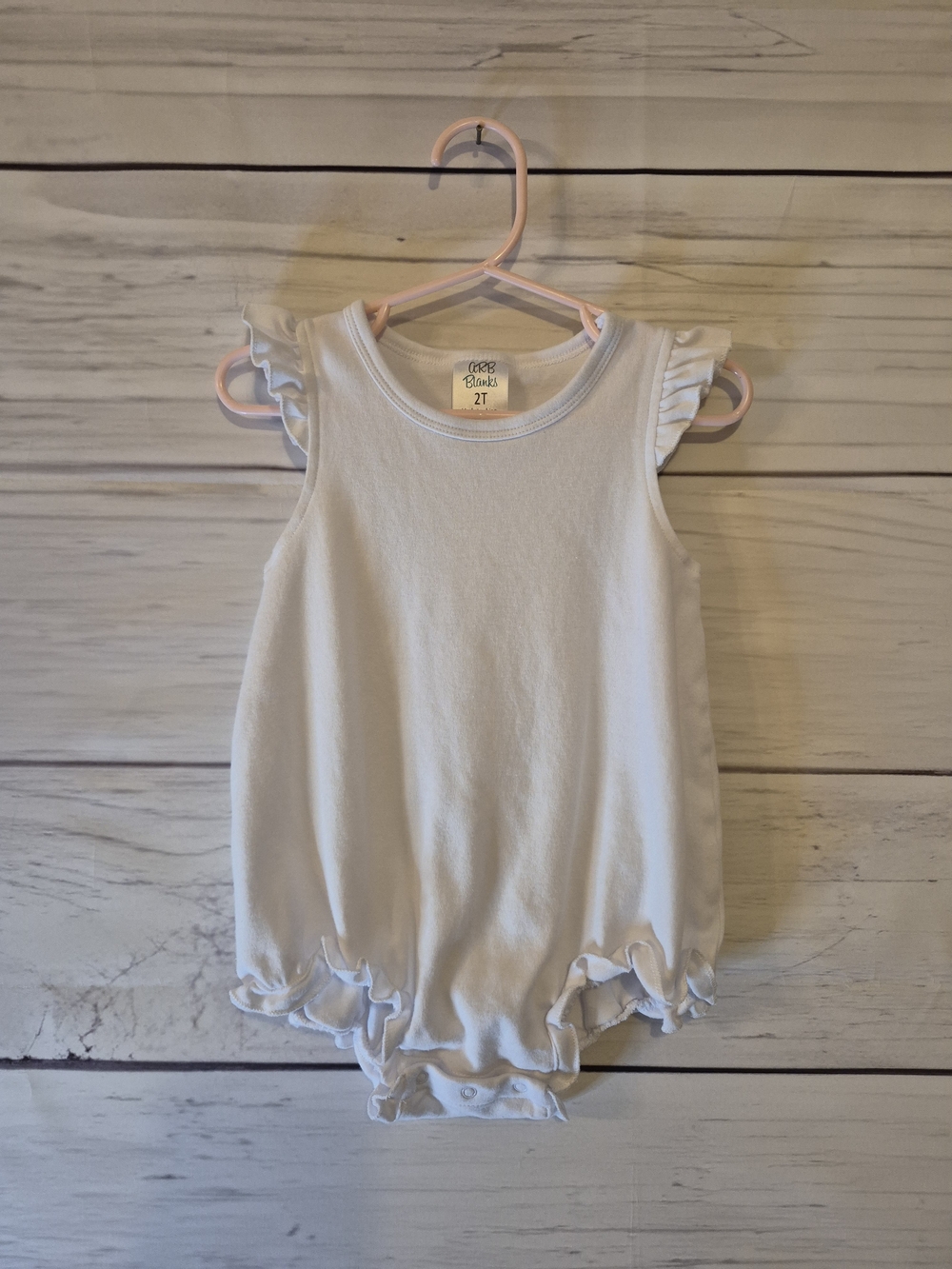 ARB Blanks White Ruffle Sleeve Baby One-Piece Bodysuit